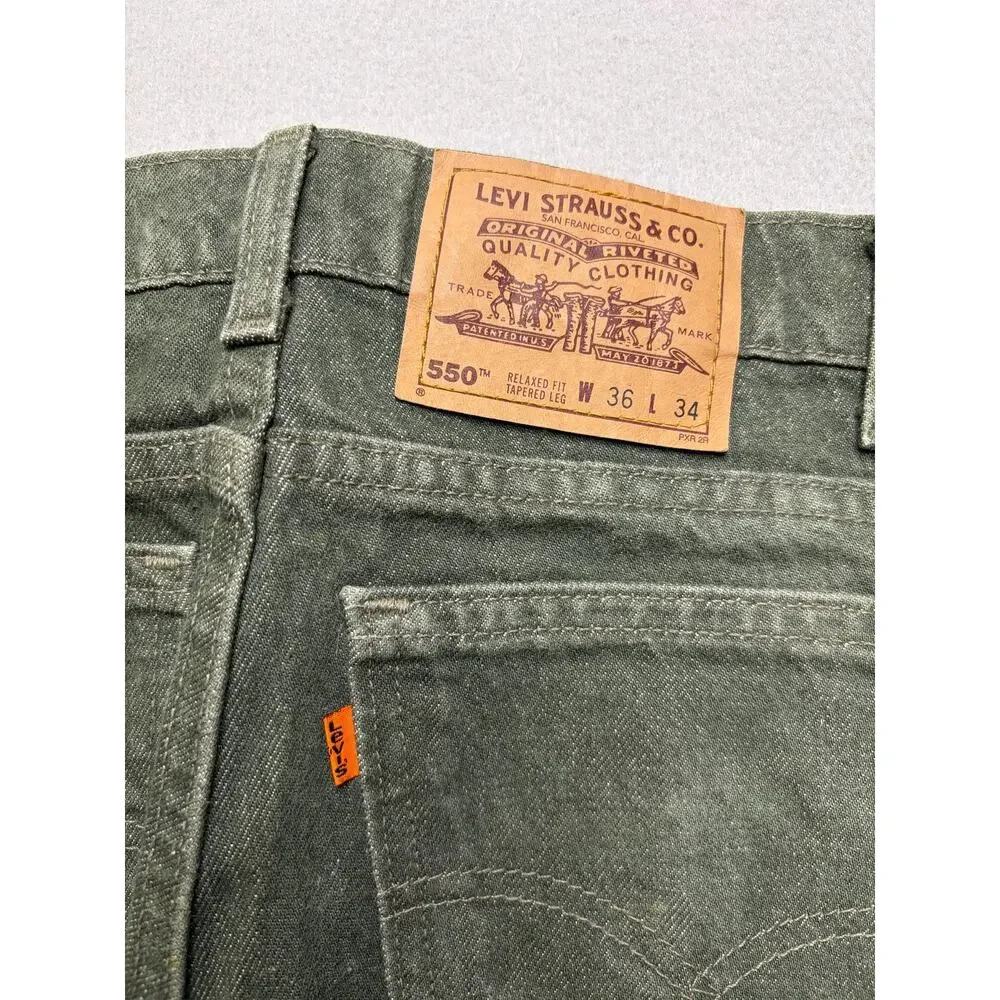 Vintage Levi's 550 Relaxed Fit Tapered Leg Jeans Men's 36x31.5 Green USA 90s‎